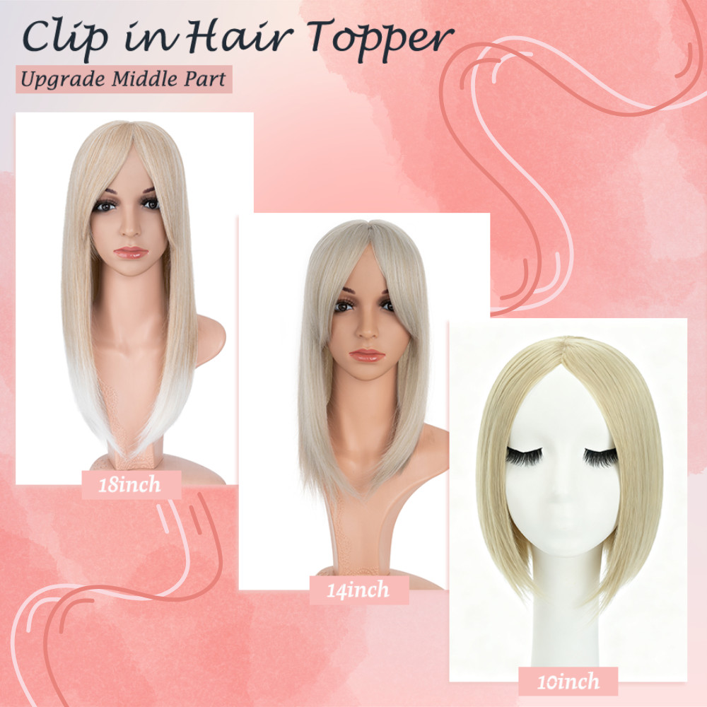 Free Part Women Topper Real As Human Hair Toupee Clip in Straight Wavy Hairpiece