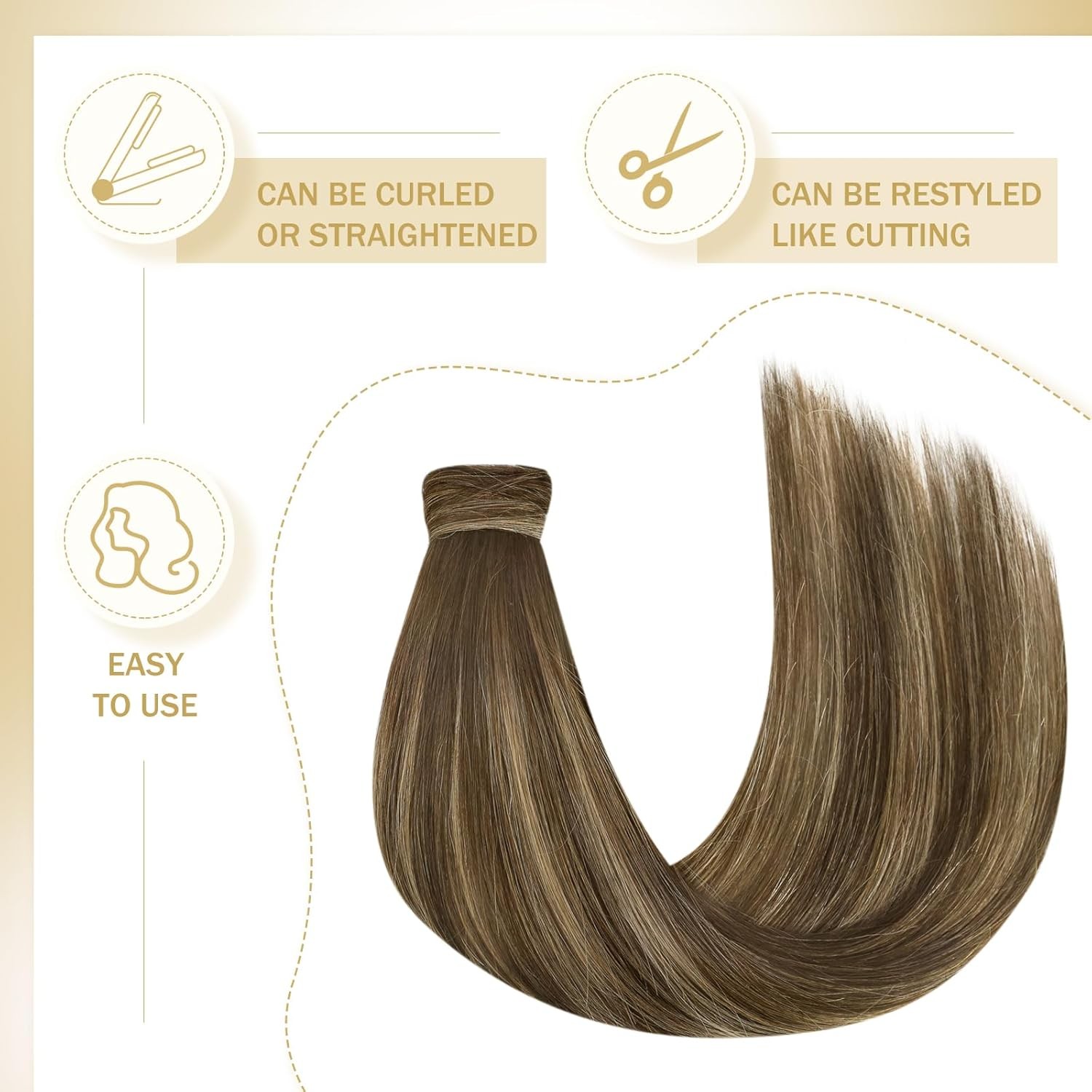 Sunny Hair PONYTAIL 22in Md. Brown Balayage Ombre Caramel Blonde Hair Extensions