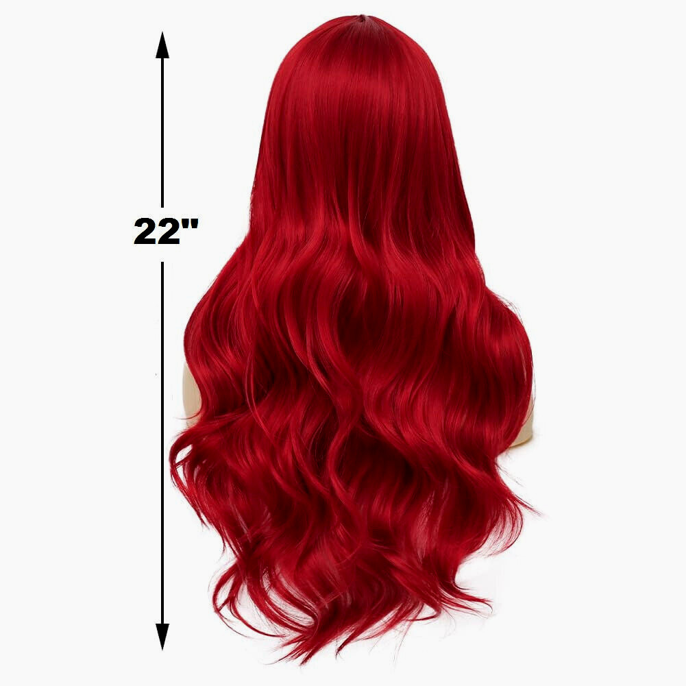 Earin 22″ Long Red Wavy Wig Center Part party girl cosplay celebrity actress