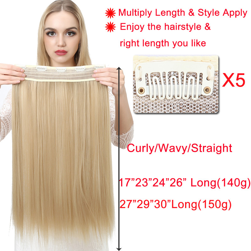 100% Thick One Piece Real Clip in False Hair Extension 3/4 Full Head US Stock