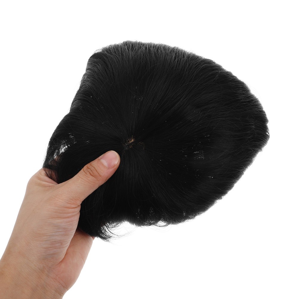 Men Short Synthetic Hair Wig Toupee Hairpiece 17.5X15.0X4.5 cm For Hair Loss
