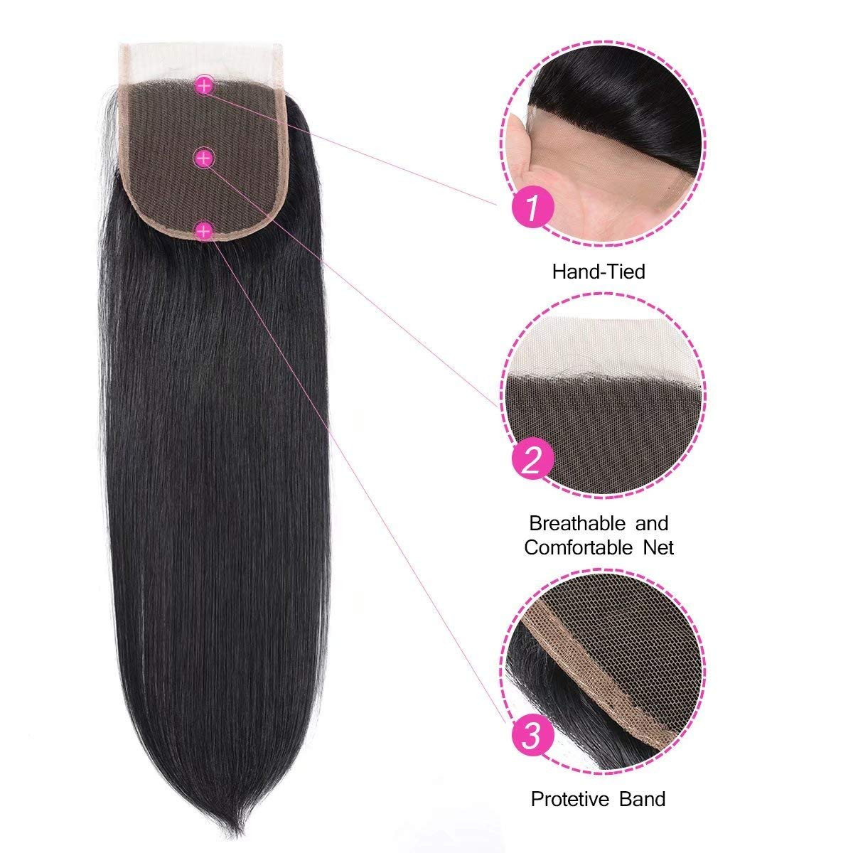 Straight Lace Closure Human Hair 4X4 HD Lace Closure 10 Inch Unprocessed Brazili