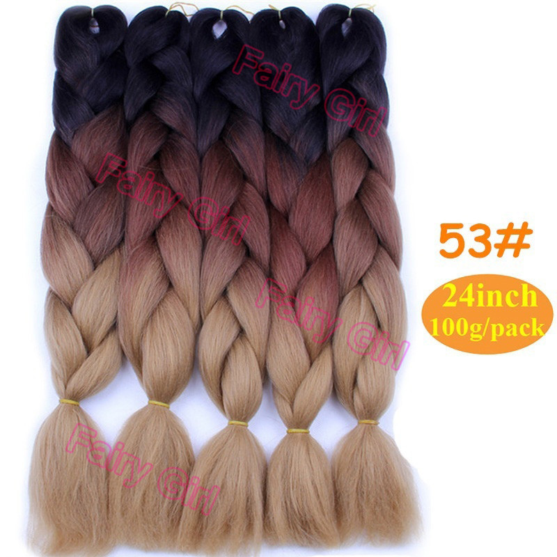 1pack 24” Crochet Hair Braiding Synthetic Hair Extensions 100g/pack 60 colors