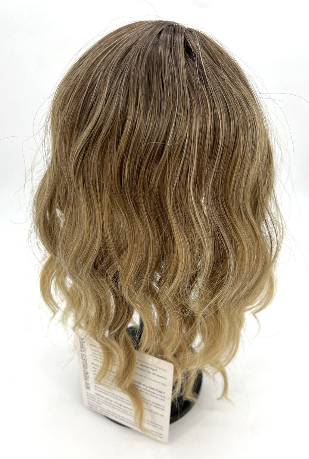 Ombre Light Brown to Blonde Dark Roots Short Wavy 14in Women Hair Topper
