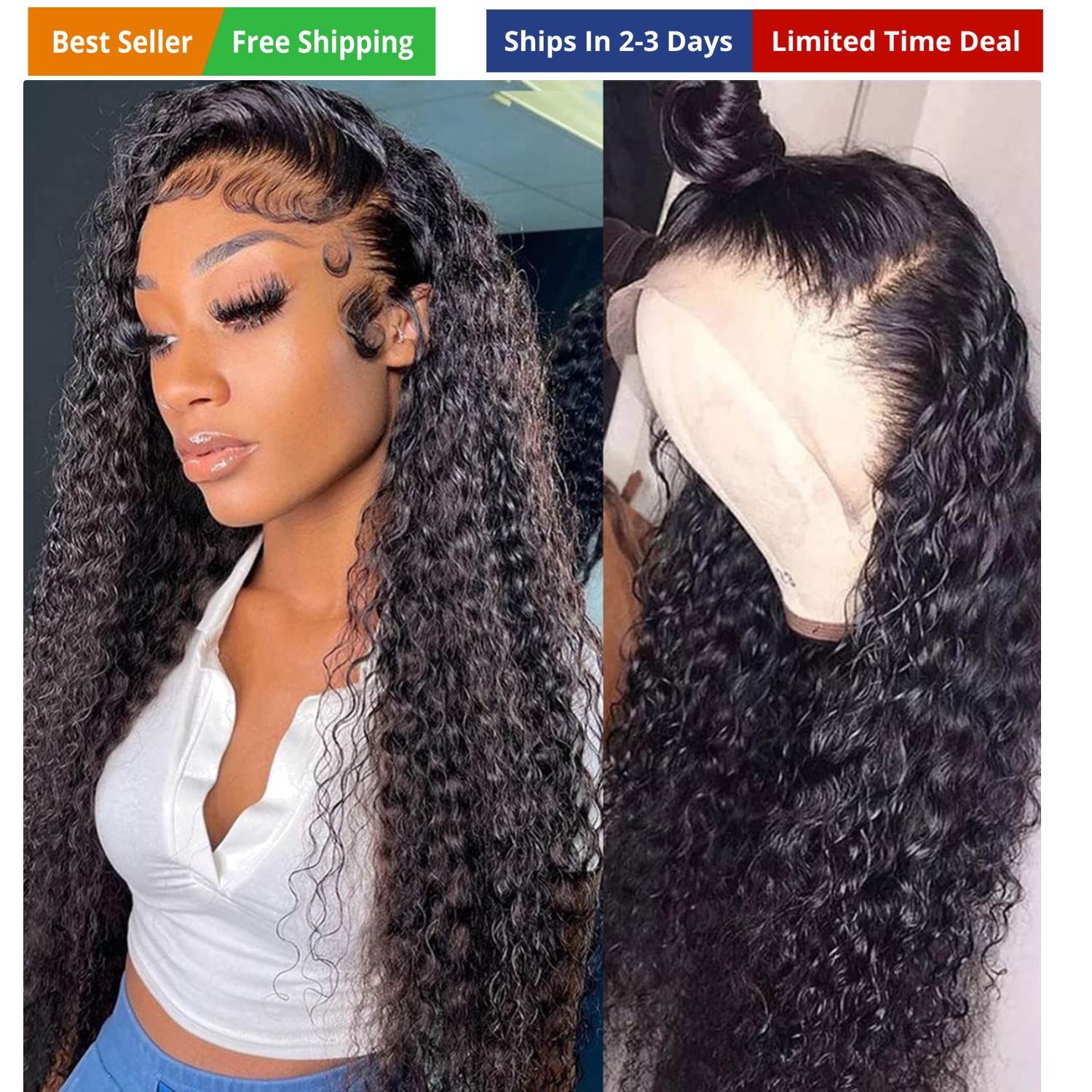 13×4 Lace Front Wigs Human Hair Pre Plucked 180 Density Brazilian Wet and Wav…