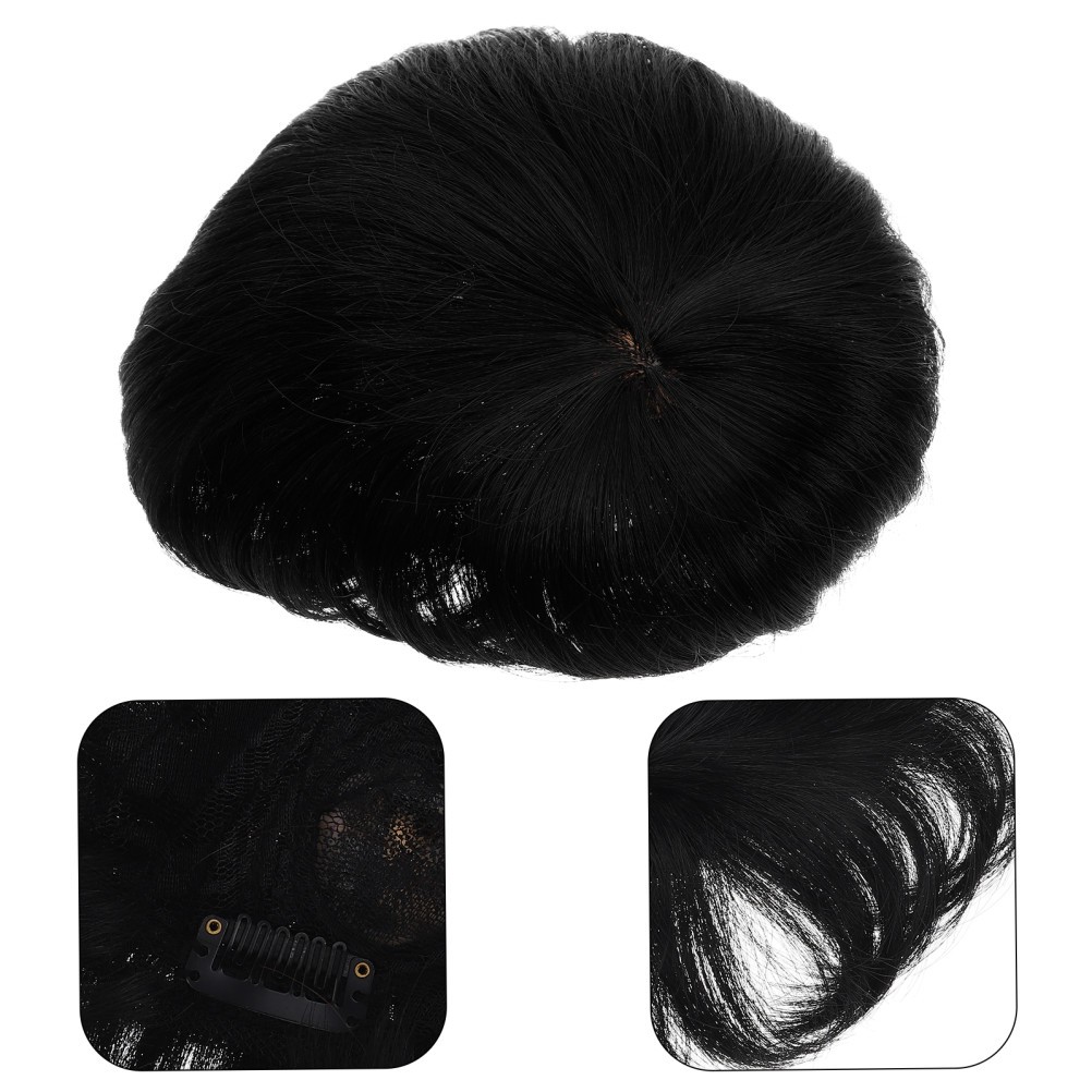 Men Short Synthetic Hair Wig Toupee Hairpiece 17.5X15.0X4.5 cm For Hair Loss