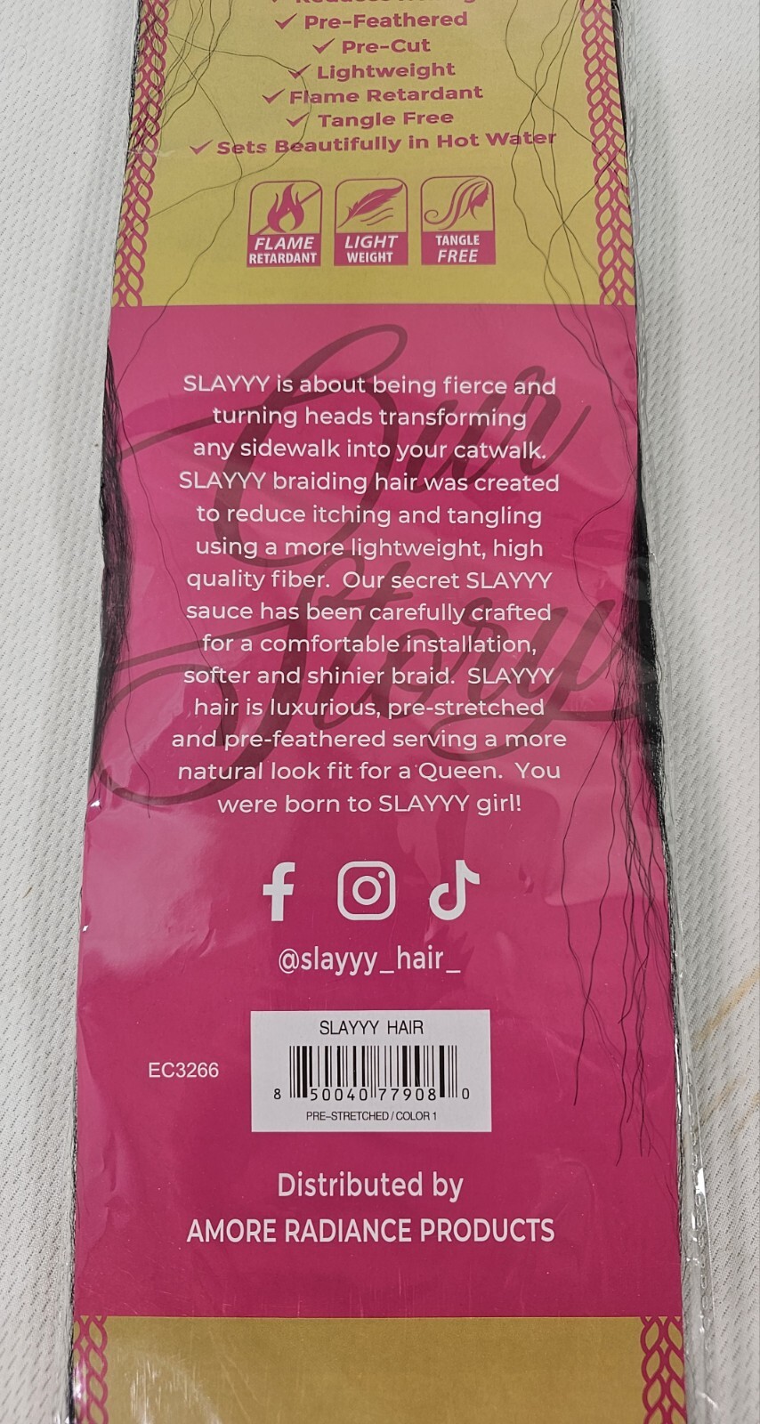 SLAYYY HAIR Braiding Hair 54″ Pre-stretched Pre- Feathered Black [1 PACK] NEW