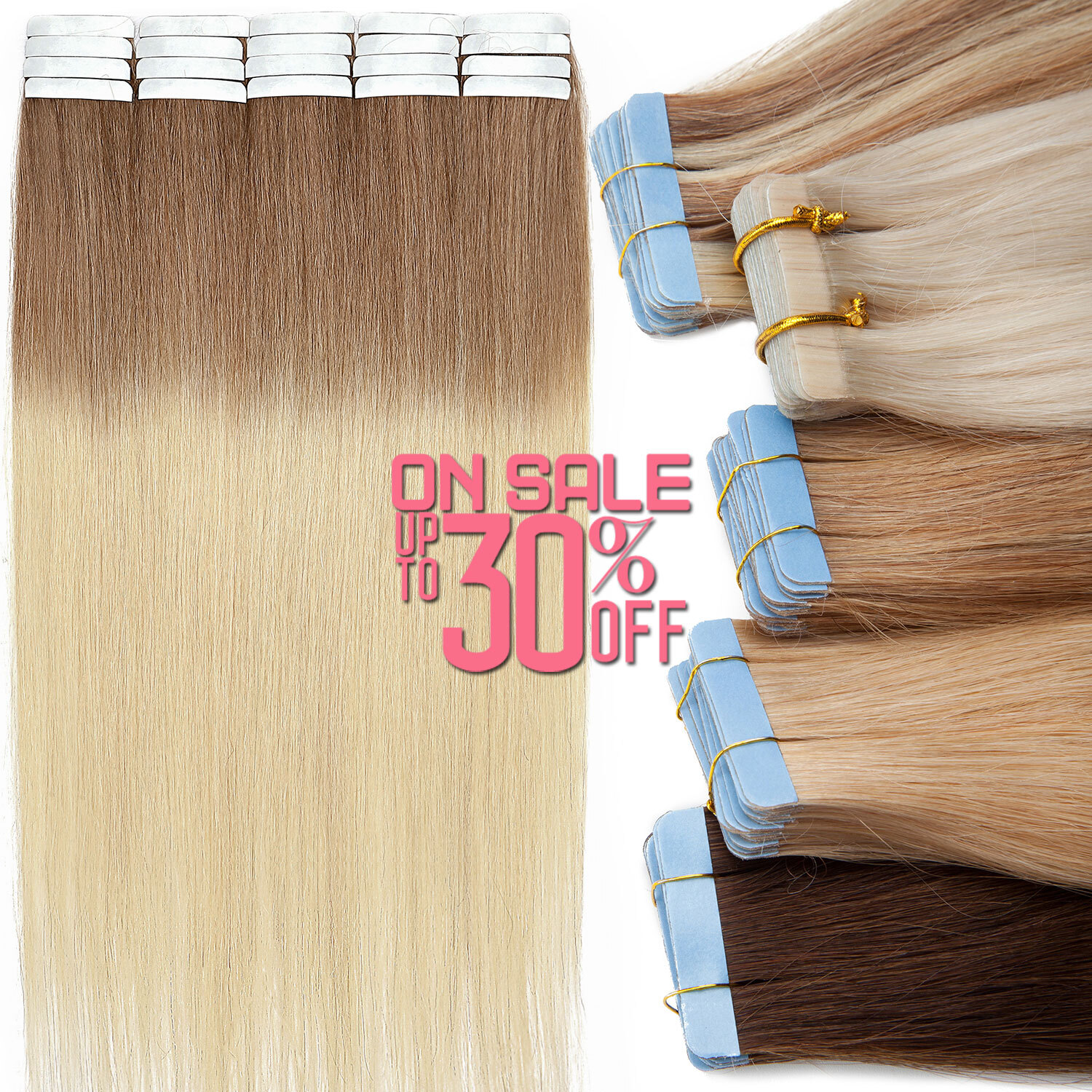 AAAA+ Tape in Hair Extensions 100% Remy Real Human Hair Seamless Skin Weft Ombre