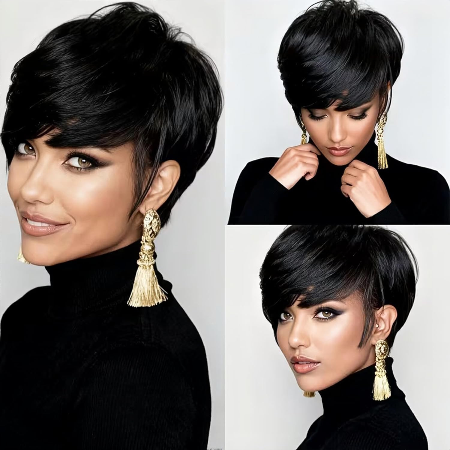Pixie Cut Human Hair Wigs for Black Women Shot Wigs for Women Layered Pixie Cut