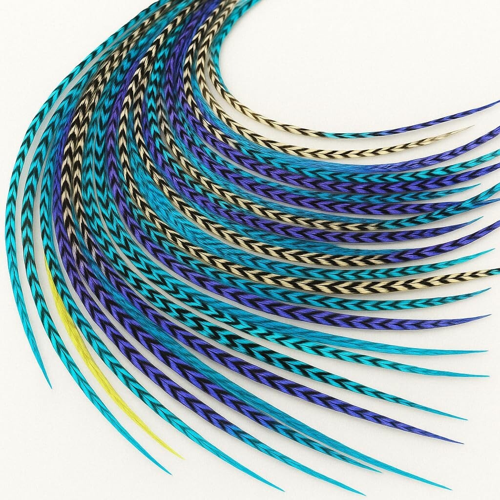 Sexy Sparkles 25 Hair Feathers Extensions Kit, 7″-13″ Rooster Feathers for Hair