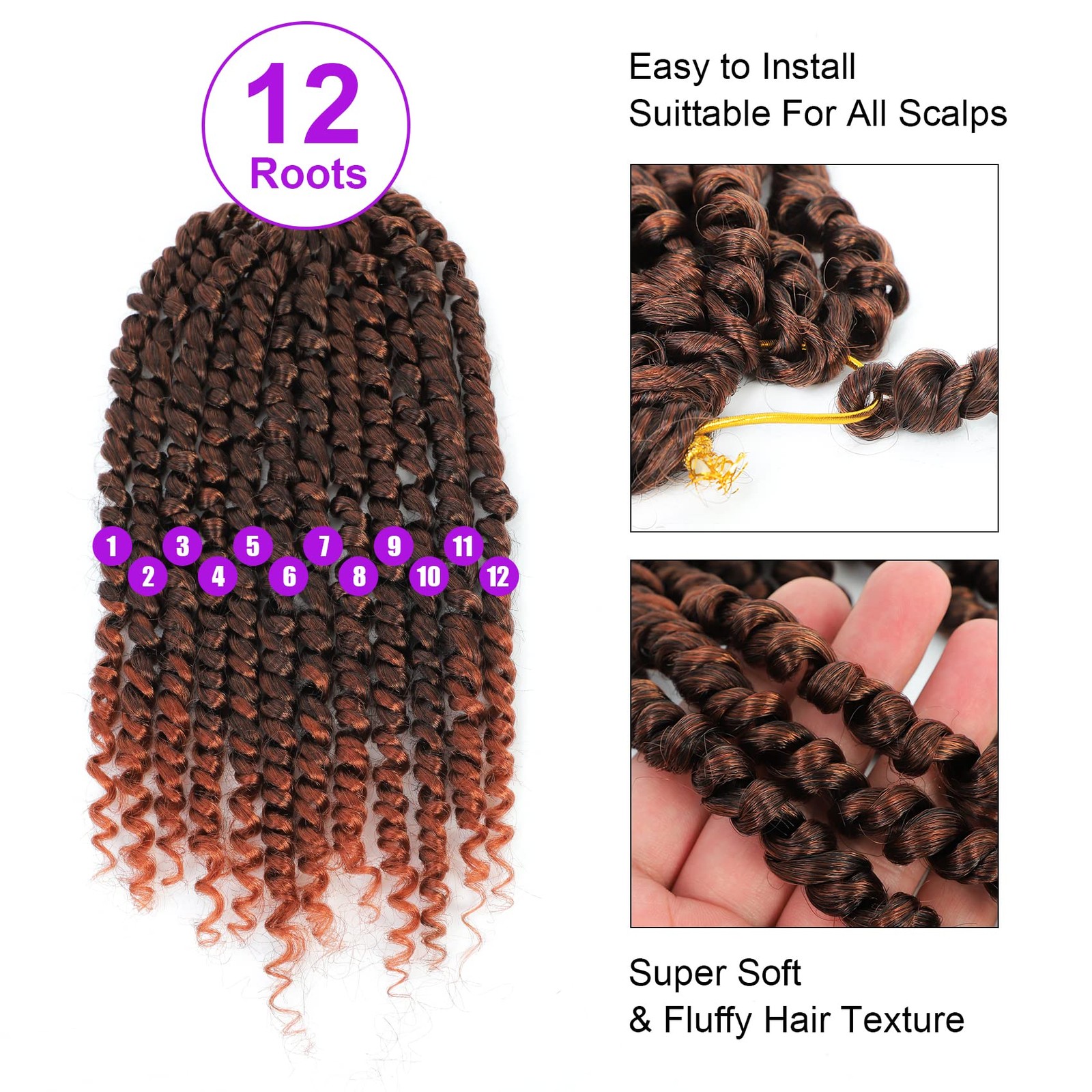 Passion Twist Crochet Hair 12Inch, pre looped Passion Twist Hair 8 Packs Shor…