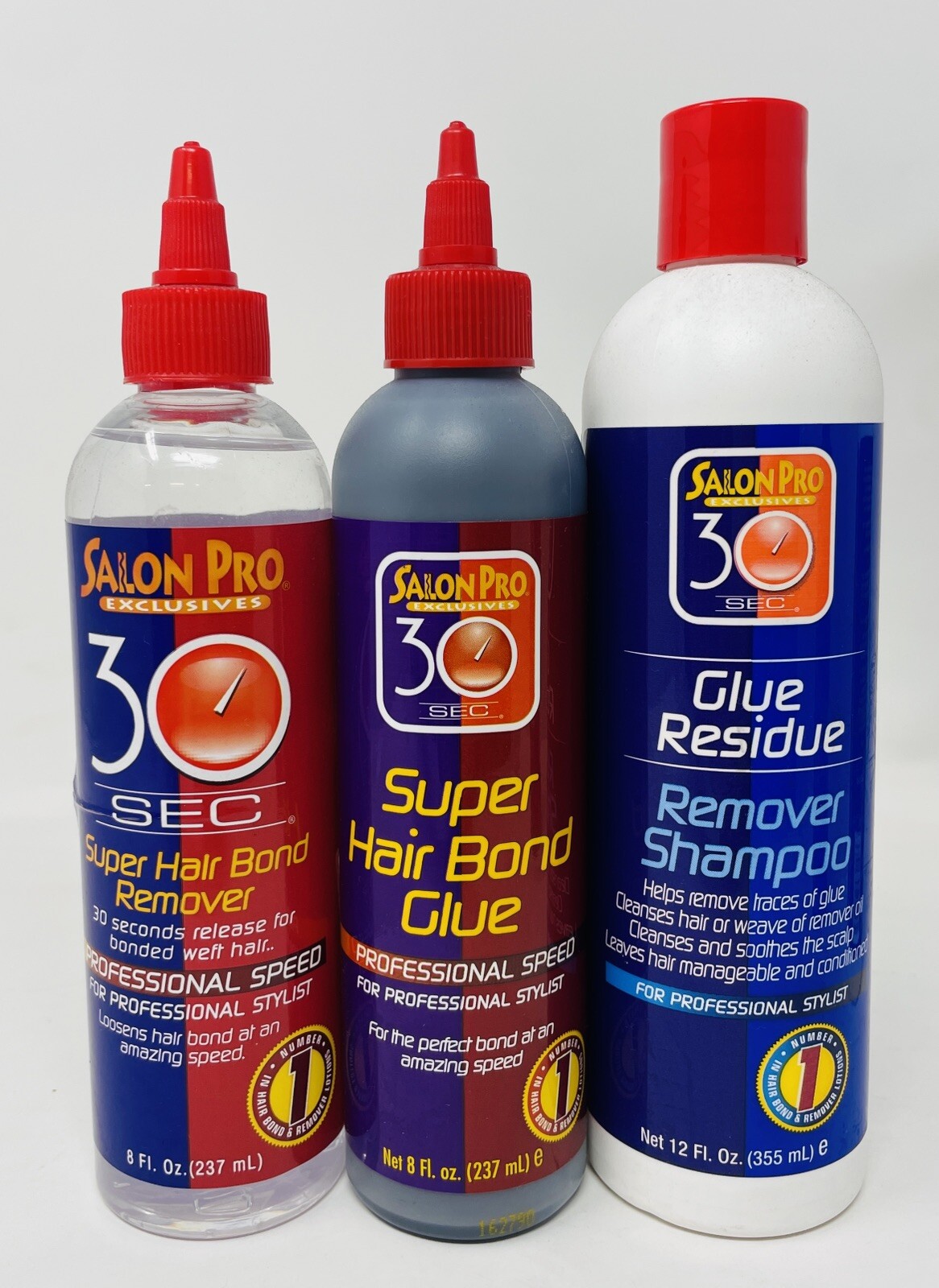 NUMBER 1 – SALON PRO 30 SEC. SUPER HAIR BOND GLUE & Remover & Shampoo 8OZ