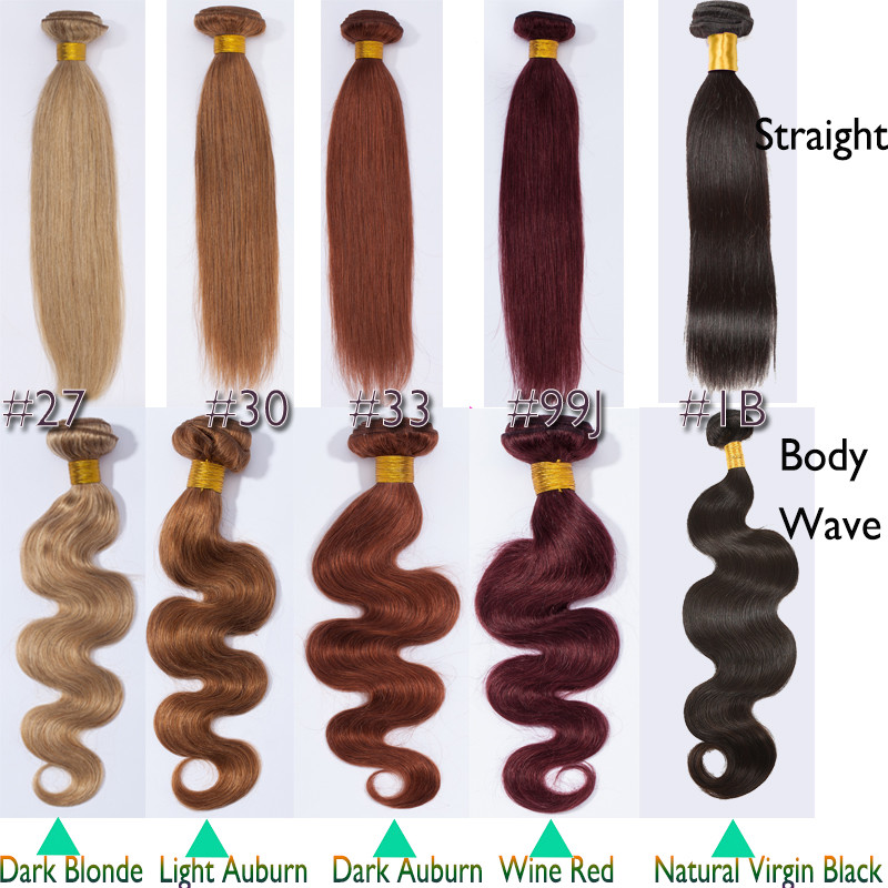7A Brazilian Virgin Human Hair Weave Weft Straight Body Wave 3 Bundles Color LC