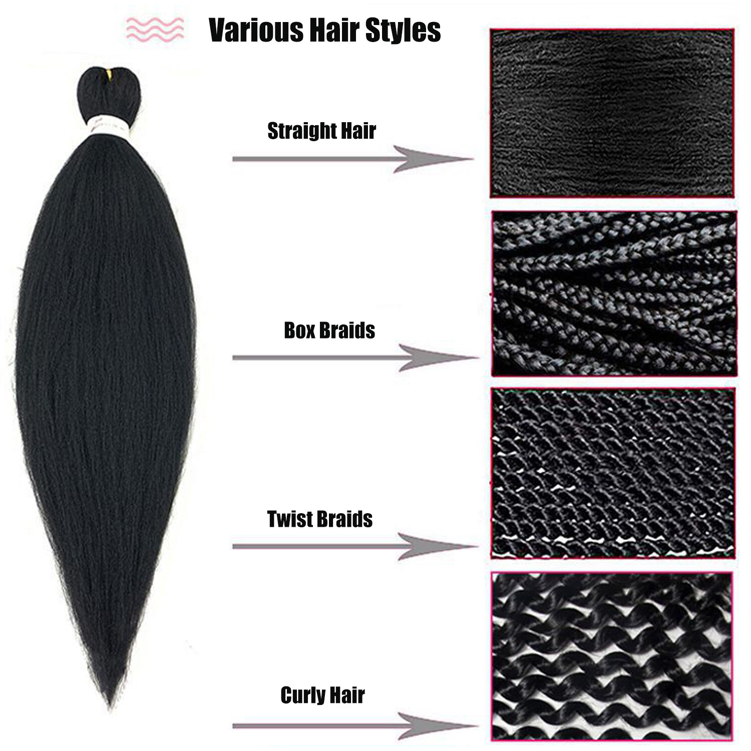 26″ Braiding Hair Pre Stretched Yaki Hair Extensions for Braids Easy to Braiding