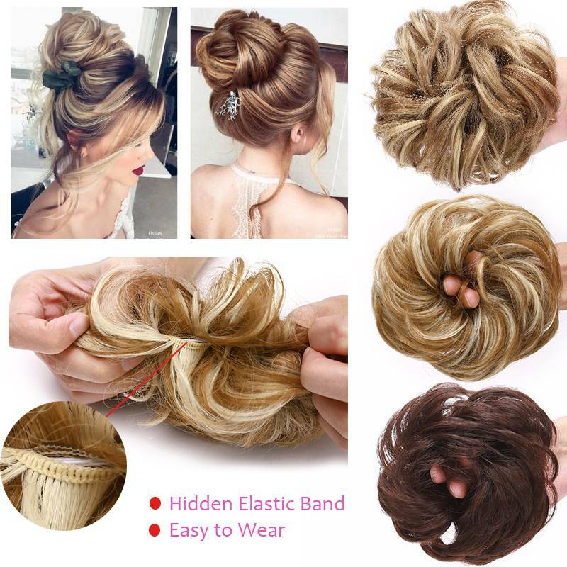 Natural Small Hair Scrunchie Wrap Curly Messy Bun Updo Hair Extensions 25-45g