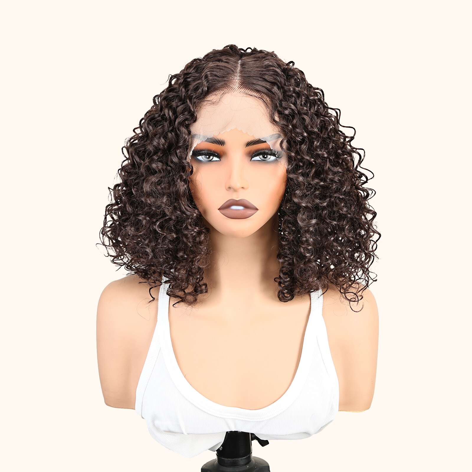 Easy-to-Wear Black Afro Curly Synthetic Wig for Women High-Density