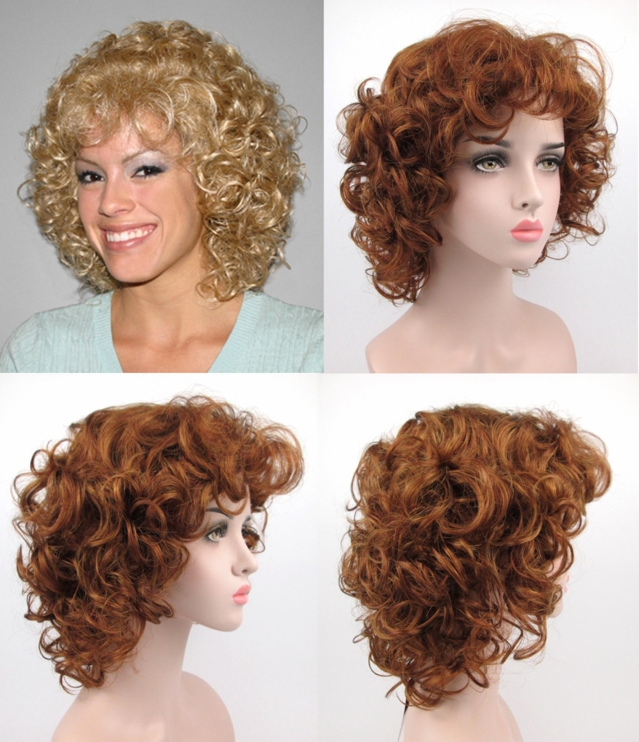 50S 60S WOMENS SHORT BIG BOUNCY CURLS CURLY HAIR WIG BANGS SABRINA GOLDEN GIRLS