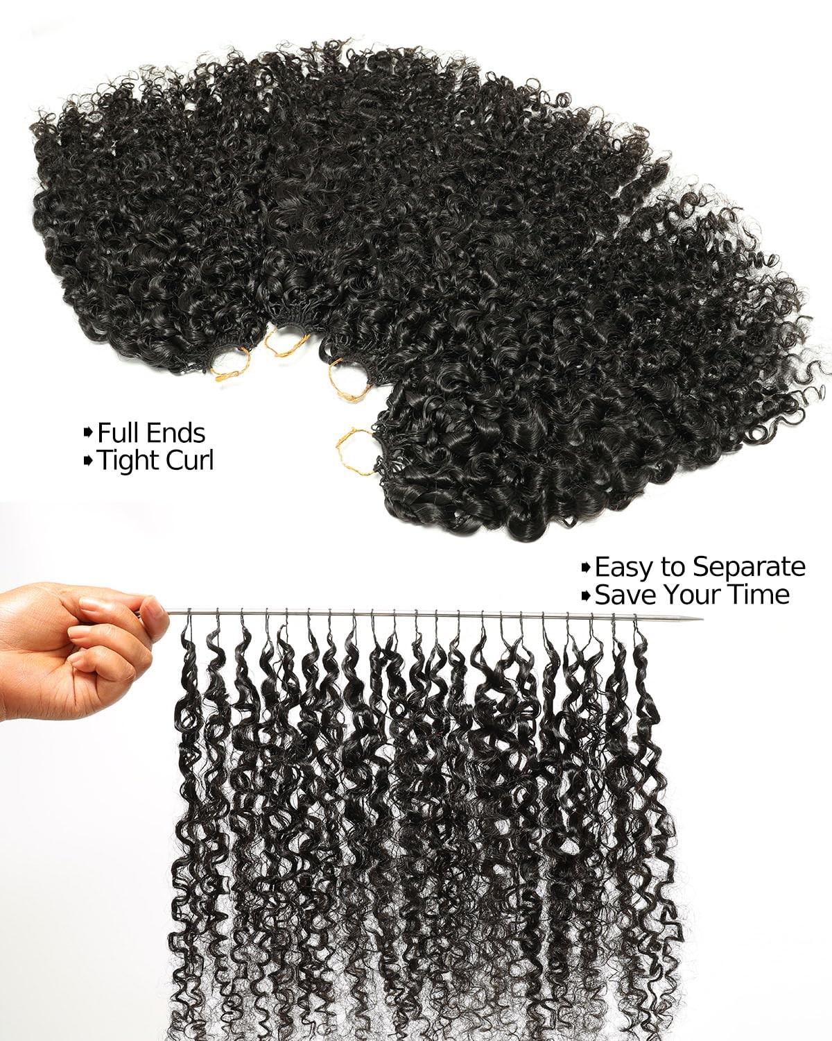 Human Crochet Hair Burmese Curly 40g, PreSeparated Knotless Crochet Human Hai…