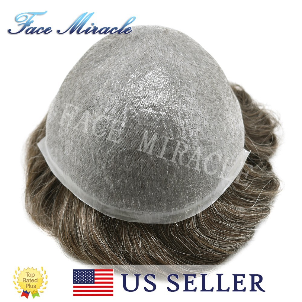 Toupee for Men Ultra Thin Skin PU Mens Hair Piece Human Hair Replacement System