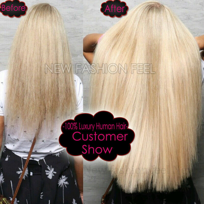 Thick Remy Clip In Human Hair Extensions Full Head Double Weft Balayage 180g 22″