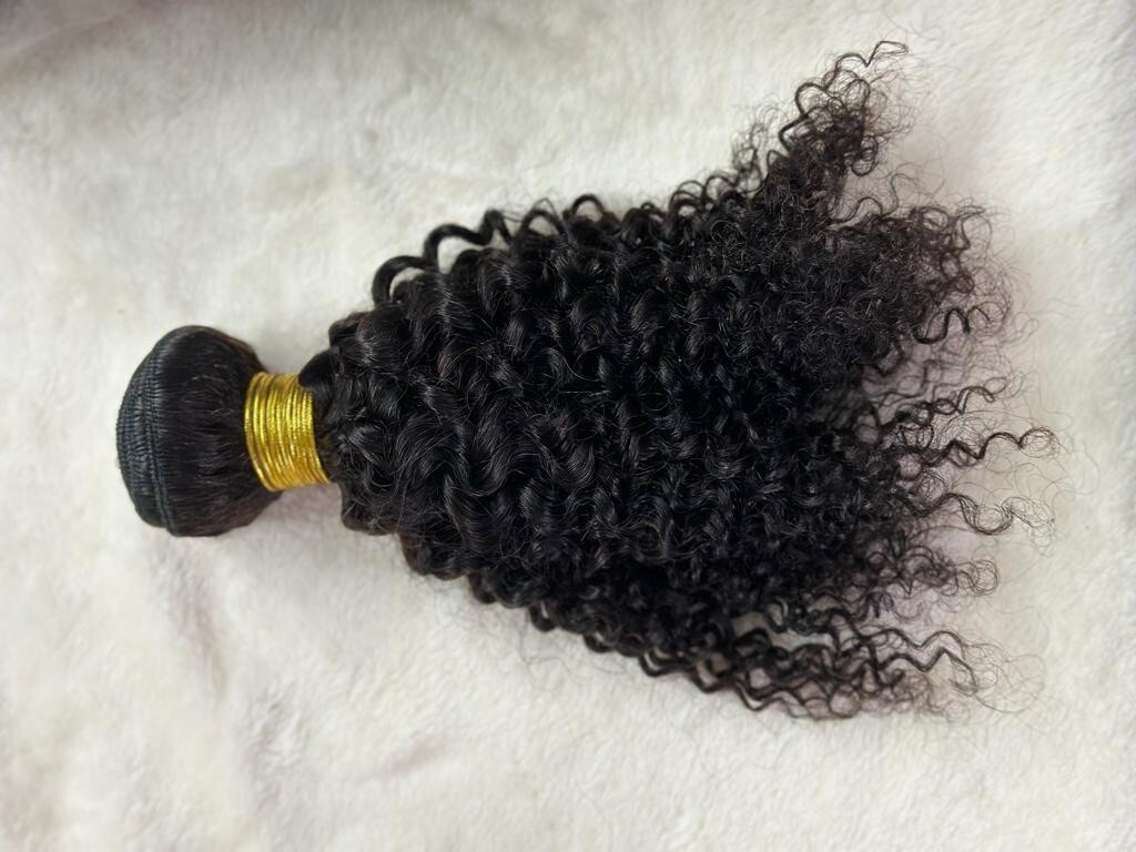 Natural Black Curly Brazilian Virgin Human Hair 8″- 22″