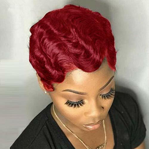 613 Light Blond Short Finger Wave Pixie Cut Wigs 100% Human Hair Wigs Party Wigs