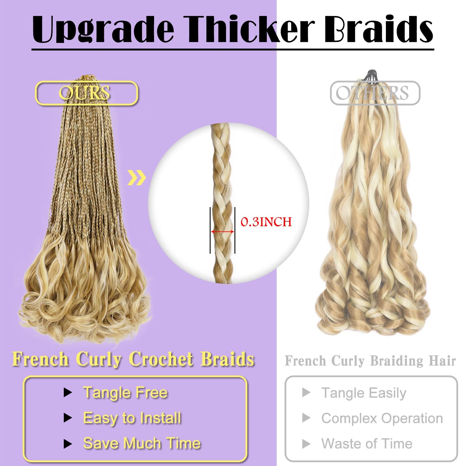 French Curl Crochet Braids 12 Inch Goddess Box Pre-Looped Hair Soft Lightweight