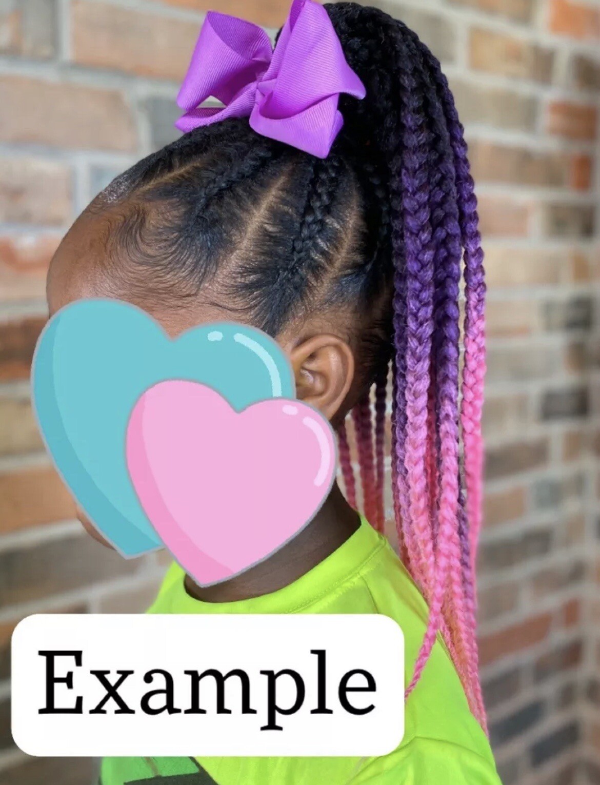 14” BRAIDED DRAWSTRING PONYTAIL FOR KIDS – 1b/Ombré Purple-Pink w/ Pink Bow