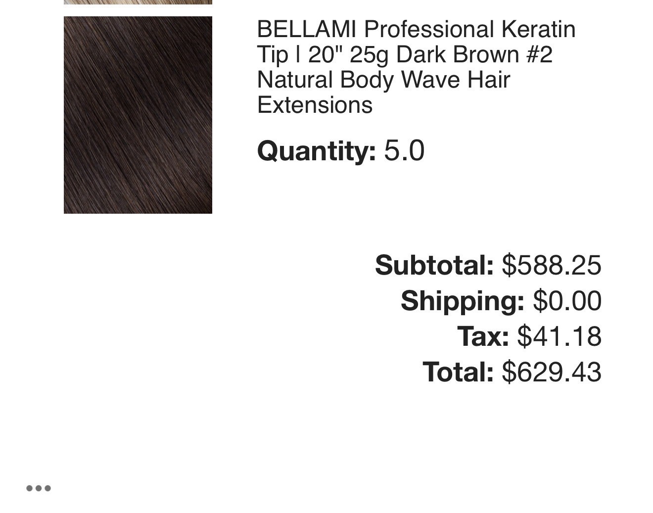 Bellami Keratin Tip Hair Extensions 20” Brown #2 five packages paid $600