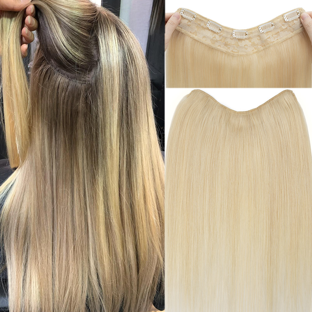 V-Shape Clip in on 100% Remy Human Hair Extensions One Piece 3/4 Full Head Weft