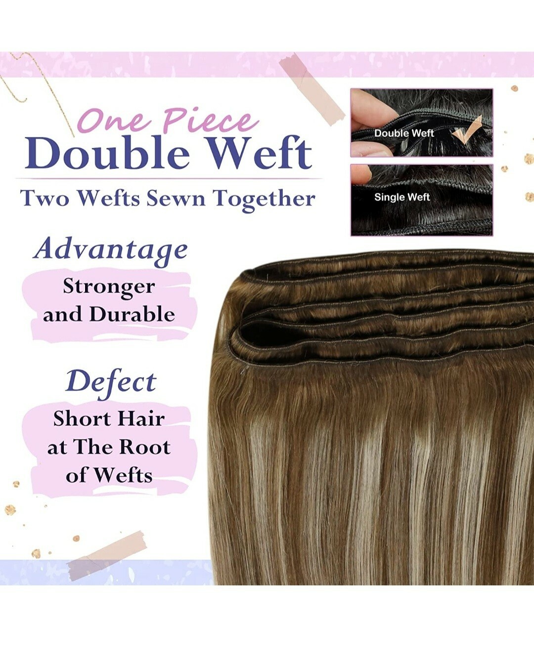 Chestnut Brown Mix Platinum Blonde Ombre Remy Human Hair Ext 16in 100g