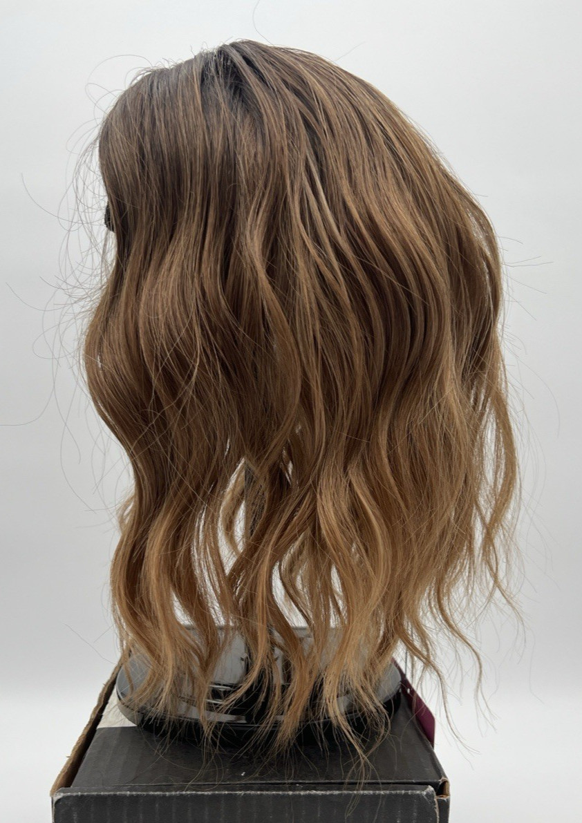 Brown Dark Roots Short Wavy 10in Women Premium Hair Topper