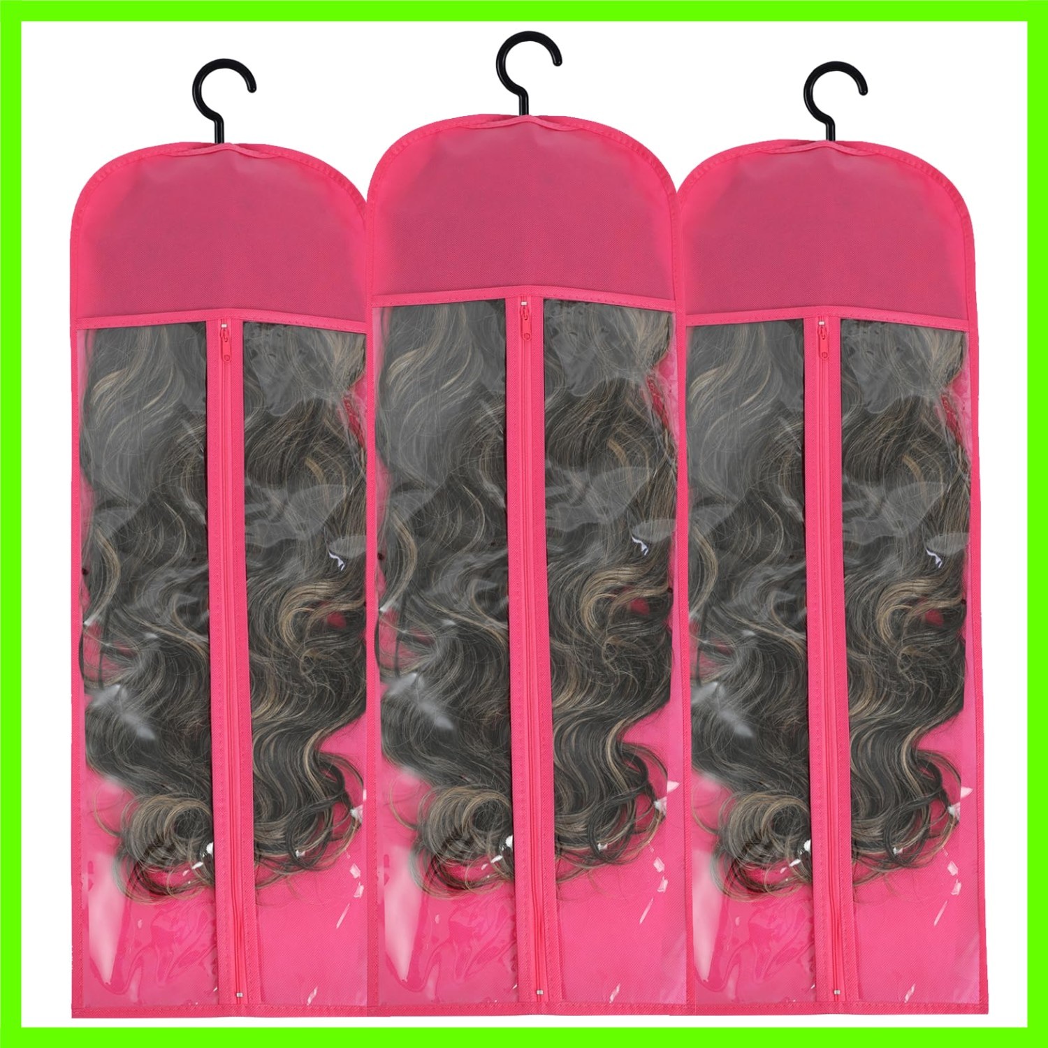 Hair Extension Holder 3Pcs Wig Storage Bags with Hanger, Wig Holder Wig Stora…