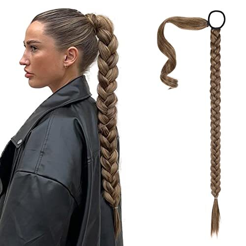 1PCS 20 Inch (After Braided 16 Inch) 110 Gram Dark Ash Blonde with Highlights