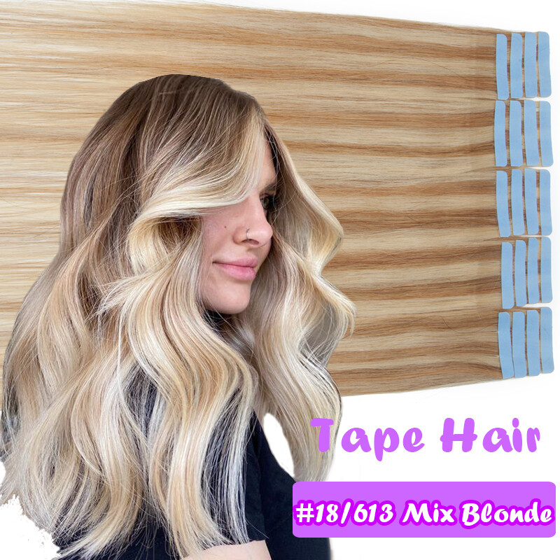 12 14 16 18 20 in Russian 100% Remy Tape In Real Human Hair Extensions Skin Weft