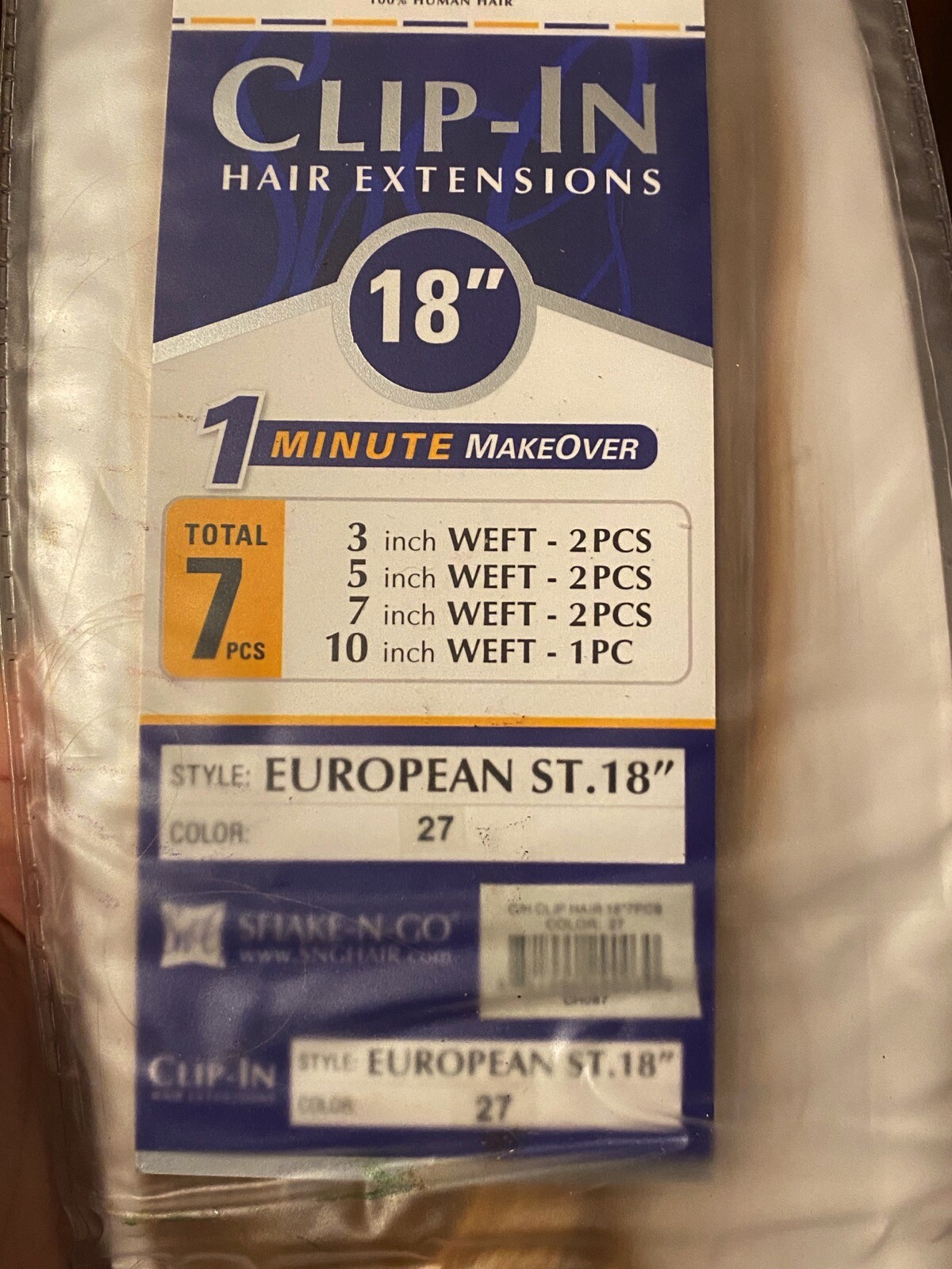Milky Way Clip In Hair Extensions “European St. 18” Color 27 NEW