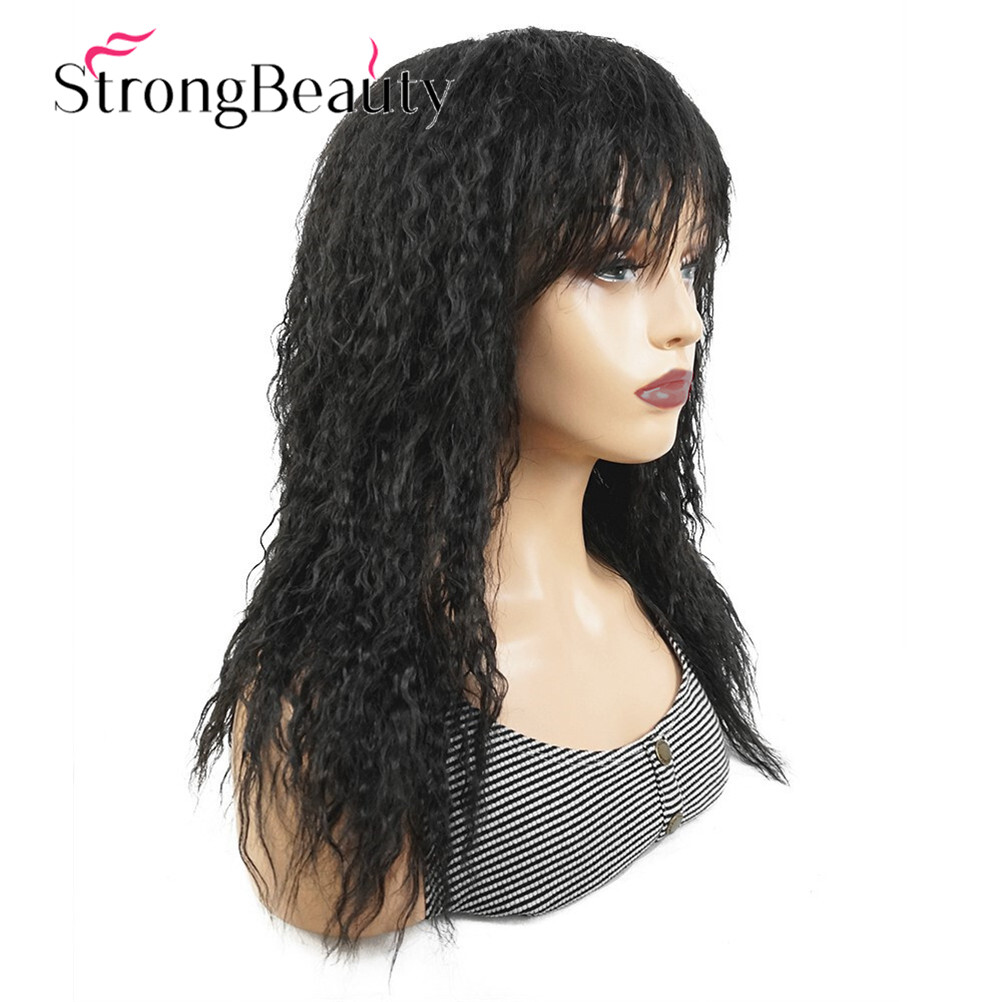 Long Afro Kinky Curly Wigs Black Brown Synthetic Wig African for Women