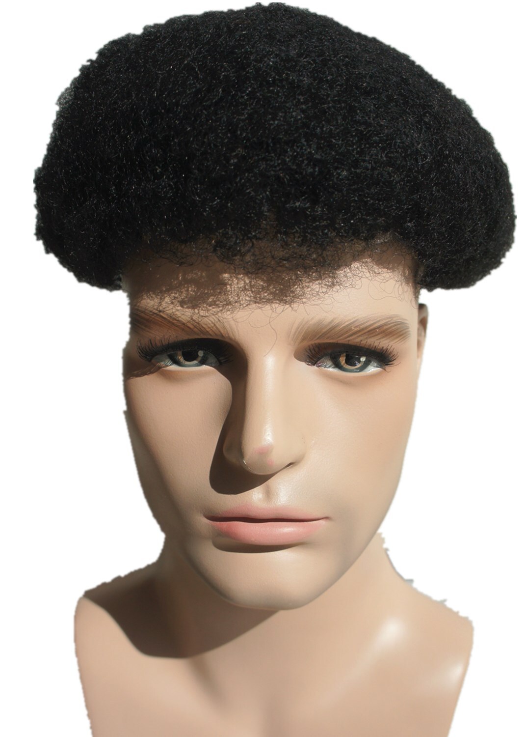 N.L.W Toupee for mens human hair full lace afro curl natural black base 10×8″