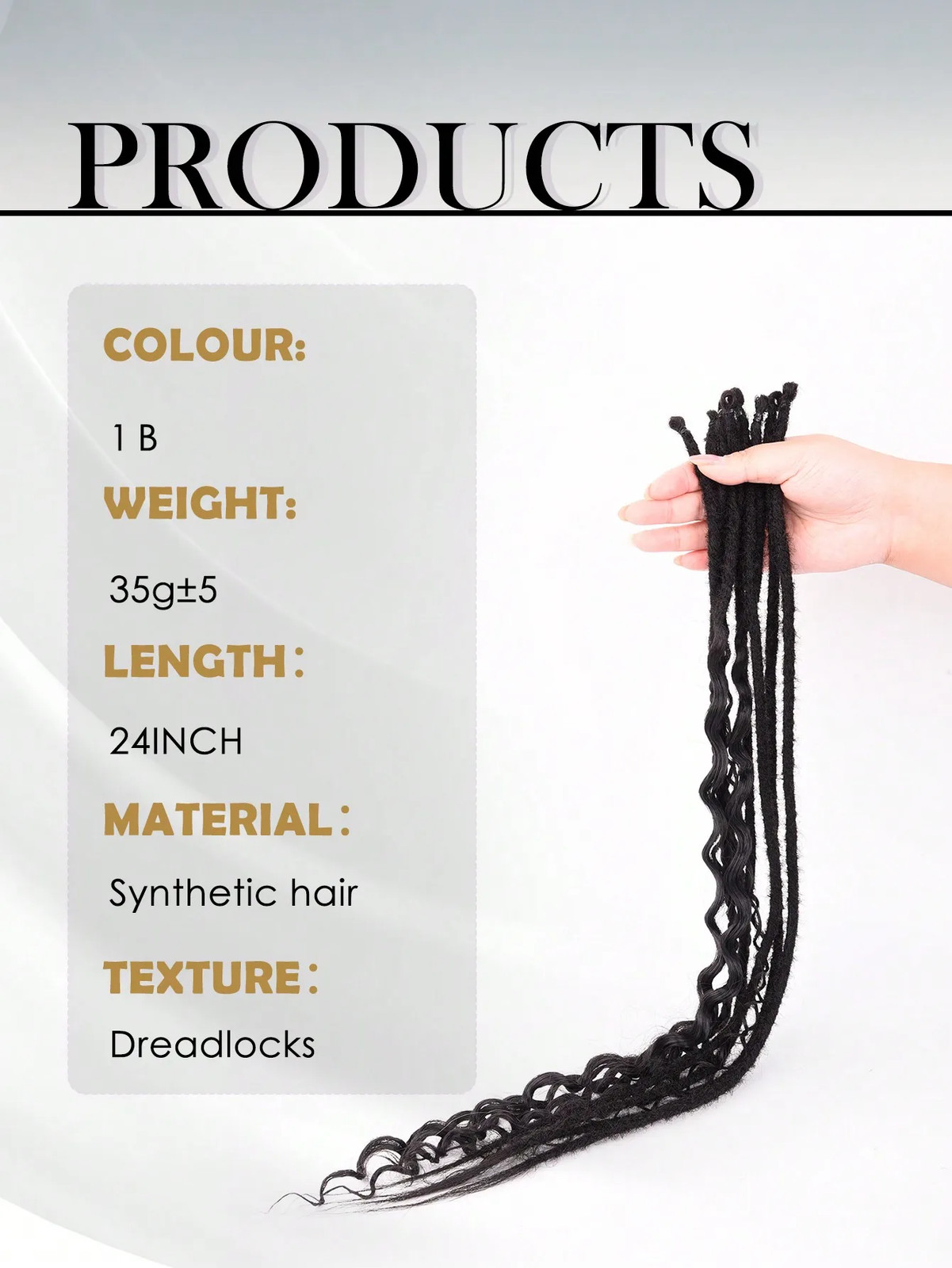 3 In 1 Mixed Hippie Single Ended Dreadlocks Synthetic Hair Extensions for Women