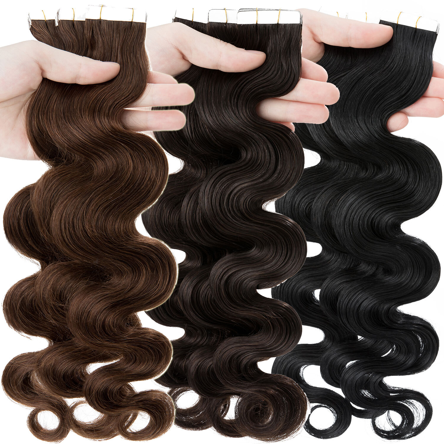 10-80PCS Thick Tape In Remy Human Hair Extensions Full Head Skin Weft Balayage X