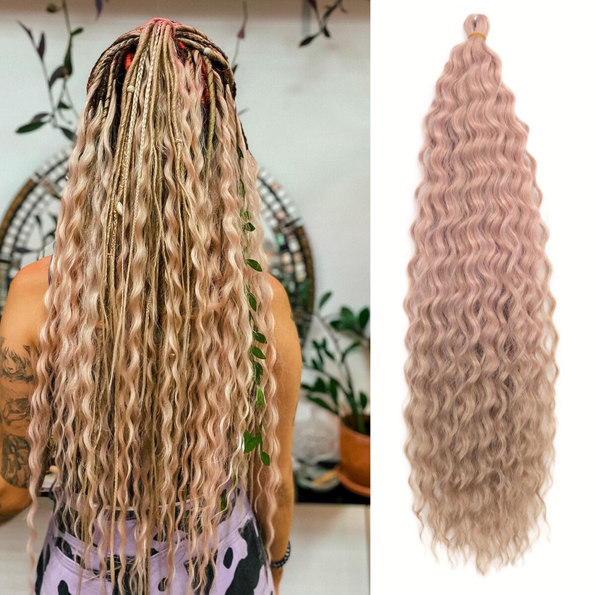 22″ Deep Wave Twist Crochet Braids Afro Curl Synthetic Braiding Hair Extensions