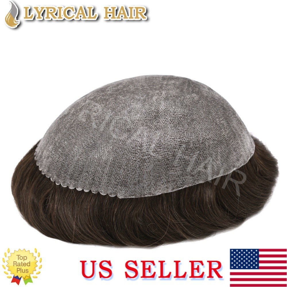 Lyrical Hair Mens Toupee Human Hairpiece Injection PU Skin Durable Hair System