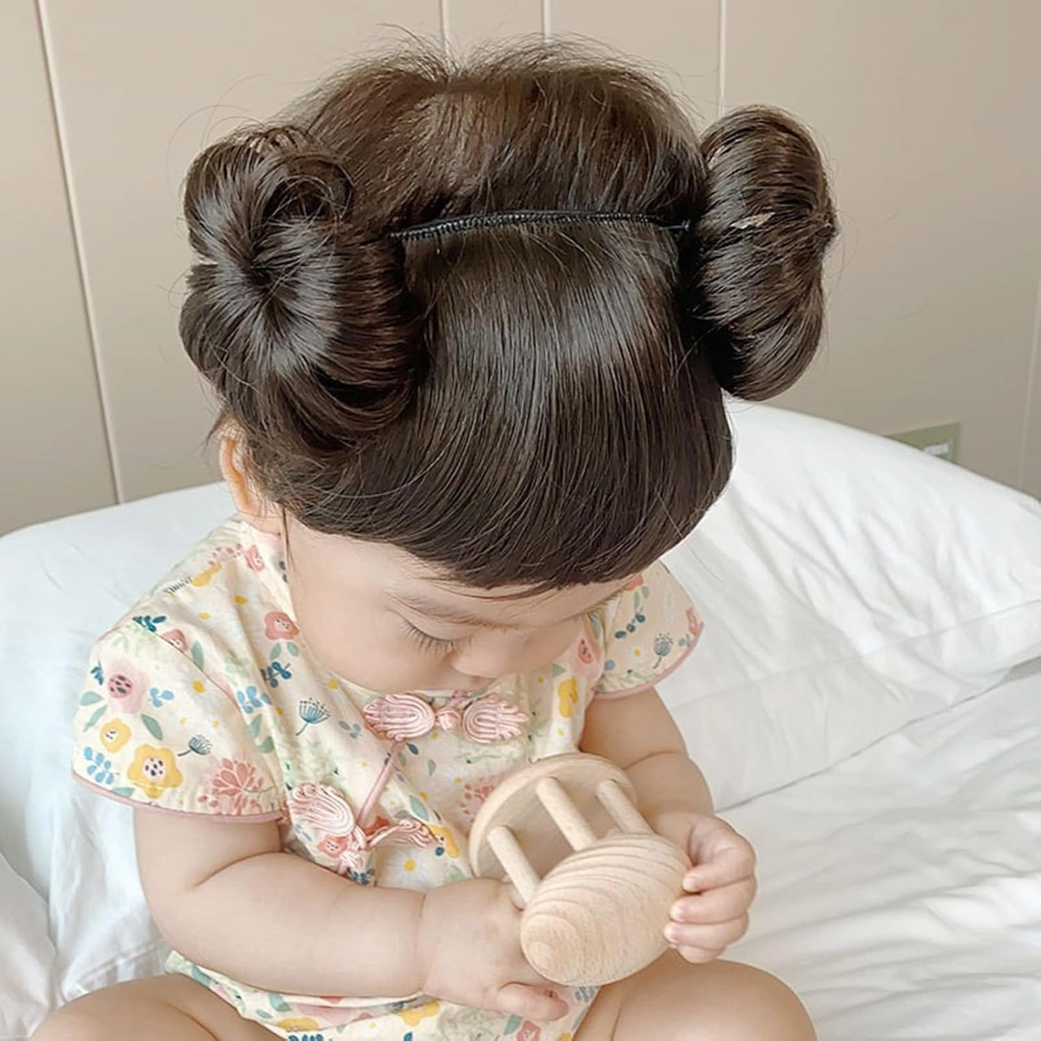 Baby Girls Wig Headwear Children’S Hairband Bun Wig Hairpiece Short Curly Hair A
