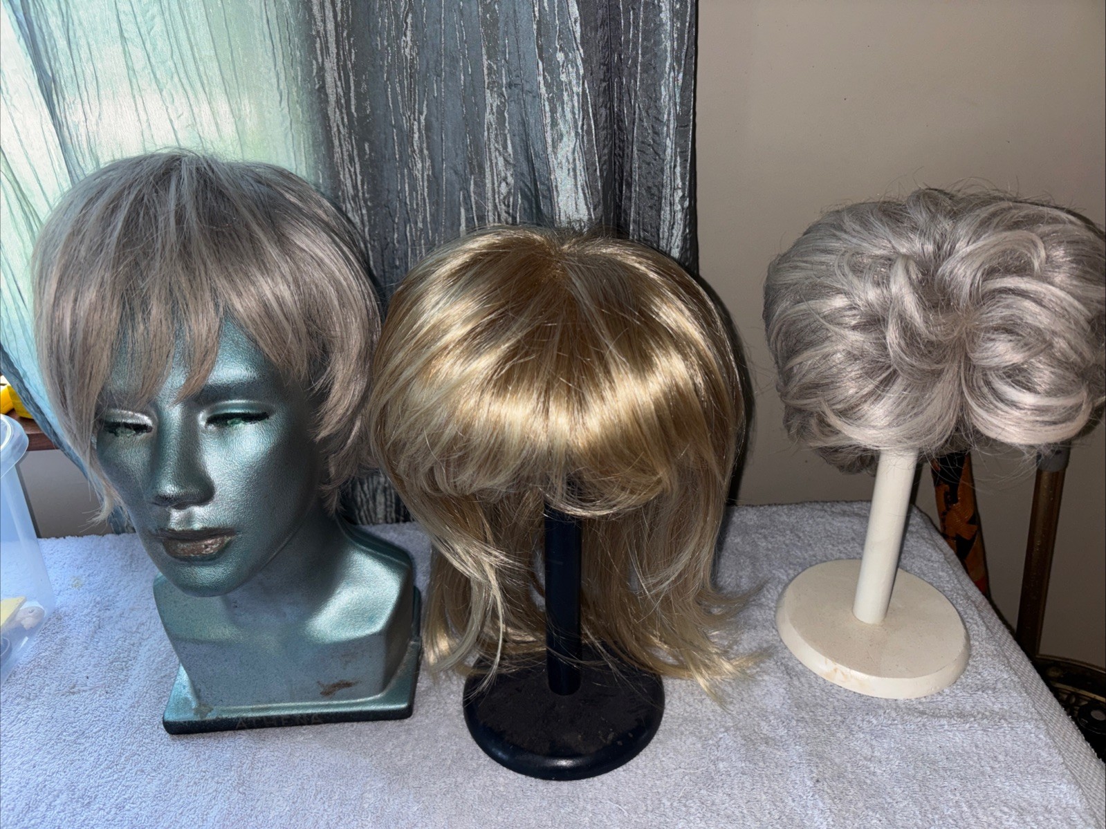 3 Wigs: Sandy, Light Blonde & Grey Wigs Straight Long & Short TLC brand