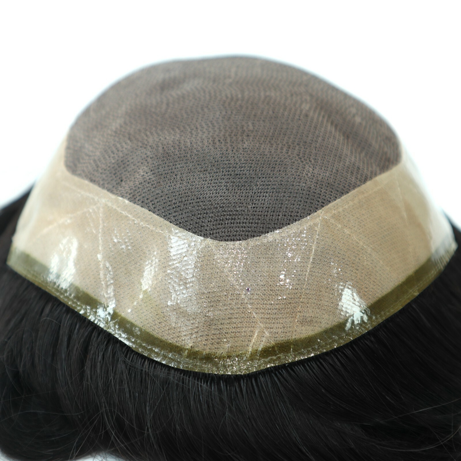 Mens Replacement System Fine Mono Poly Coating Toupee Indian Remy Hairpiece #1B