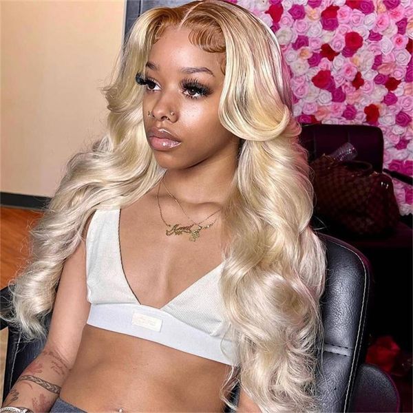 Pre Plucked Lace Frontal Wigs 150% Density Ombre 1B/613 Color Blonde Body Wave