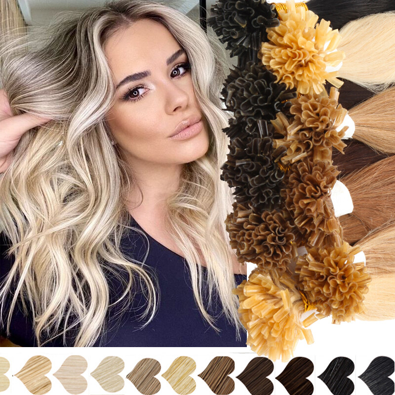 Russian U-Tip Nail Remy Human Hair Extensions Pre Bonded Fusion Keratin 1G THICK