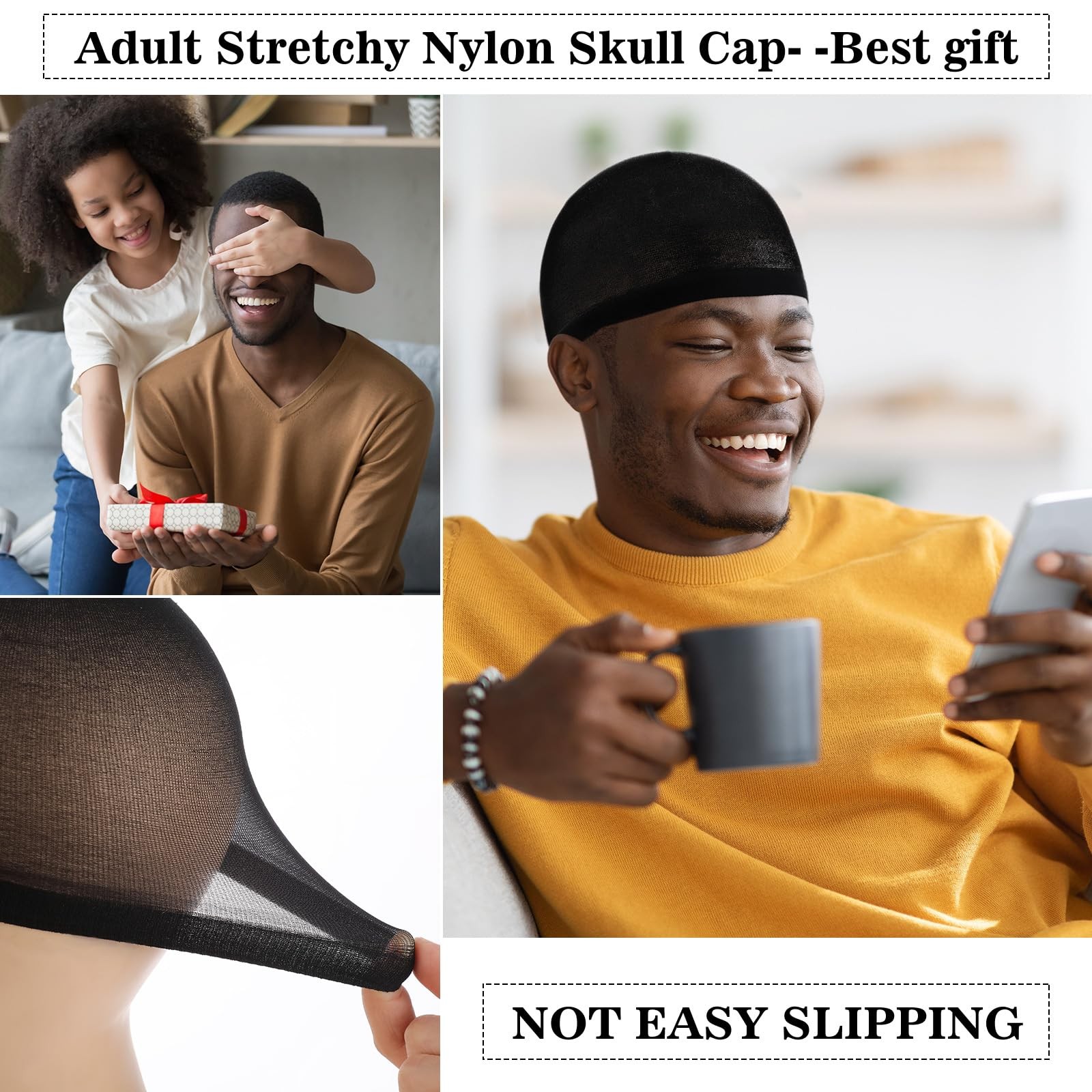 10 Pcs Stocking Wave Cap for Men Adult Stretchy Nylon Skull Wave Lightweight Bea