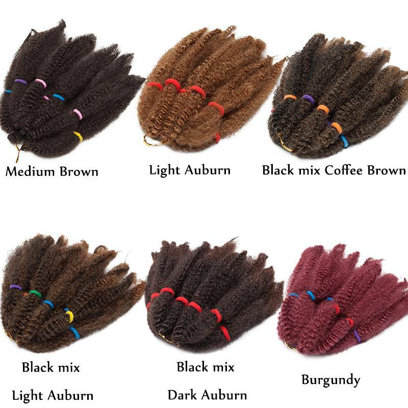 Natural Bob Marley Kinky For Twist Crochet Braid Hair Extensions Curly Afro Hair