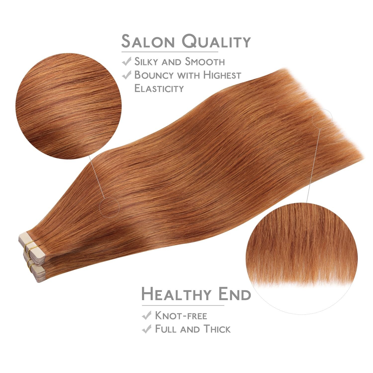 Wennalife Tape in Human Hair Extensions , 22 Inch 100g 40pcs DIRTY GINGER